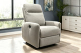 Gray Linen-Polyester Blend Power Lift Recliner with High Back & Padded Arms