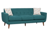 Marina Teal Blue 3-Seat Tufted Mid-Century Sofa