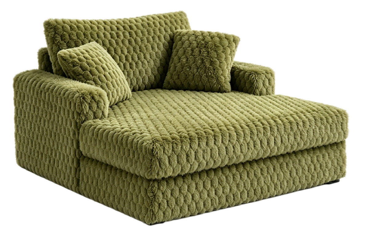 Olive Green Textured Chenille Oversized Lounge Chair