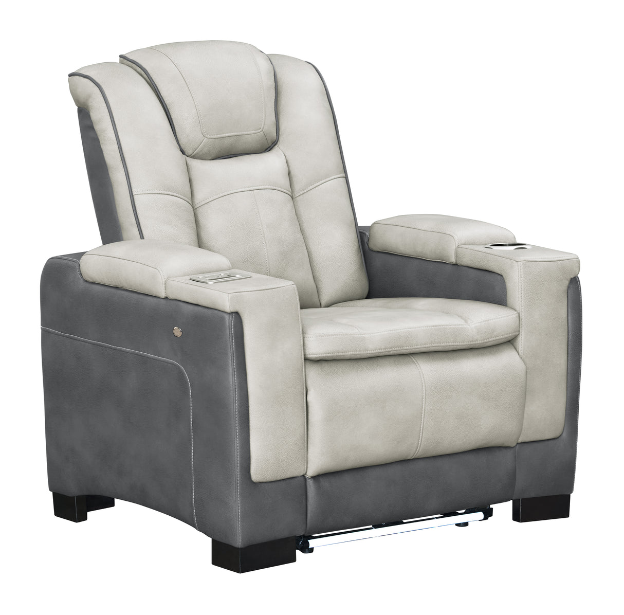 Gray Two-Tone Power Reclining Living Room Set with Power Headrests, LED Lighting, Console Storage, Bluetooth Speakers & USB Charging