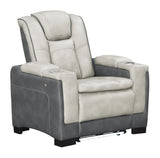 Gray Two-Tone Power Reclining Living Room Set with Power Headrests, LED Lighting, Console Storage, Bluetooth Speakers & USB Charging