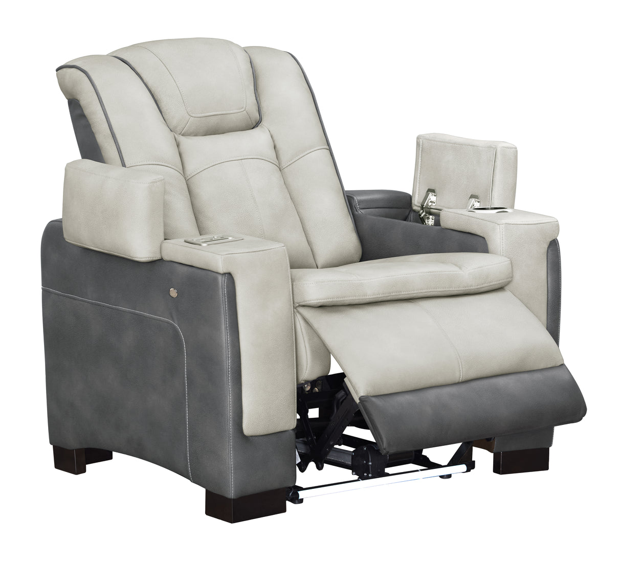 Gray Two-Tone Power Reclining Living Room Set with Power Headrests, LED Lighting, Console Storage, Bluetooth Speakers & USB Charging