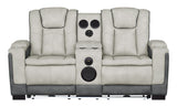 Gray Two-Tone Power Reclining Living Room Set with Power Headrests, LED Lighting, Console Storage, Bluetooth Speakers & USB Charging