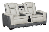 Gray Two-Tone Power Reclining Living Room Set with Power Headrests, LED Lighting, Console Storage, Bluetooth Speakers & USB Charging