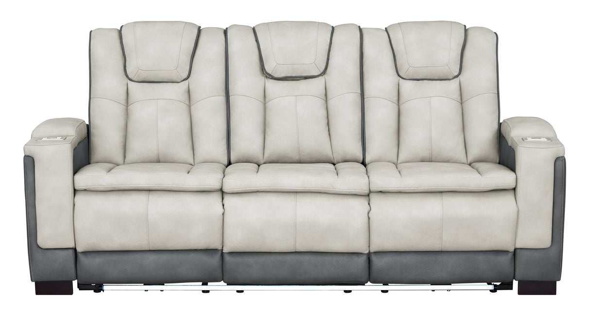 Gray Two-Tone Power Reclining Living Room Set with Power Headrests, LED Lighting, Console Storage, Bluetooth Speakers & USB Charging