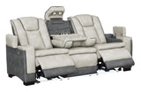 Gray Two-Tone Power Reclining Living Room Set with Power Headrests, LED Lighting, Console Storage, Bluetooth Speakers & USB Charging