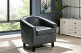 Charcoal Gray Barrel Accent Chair with Curved Back