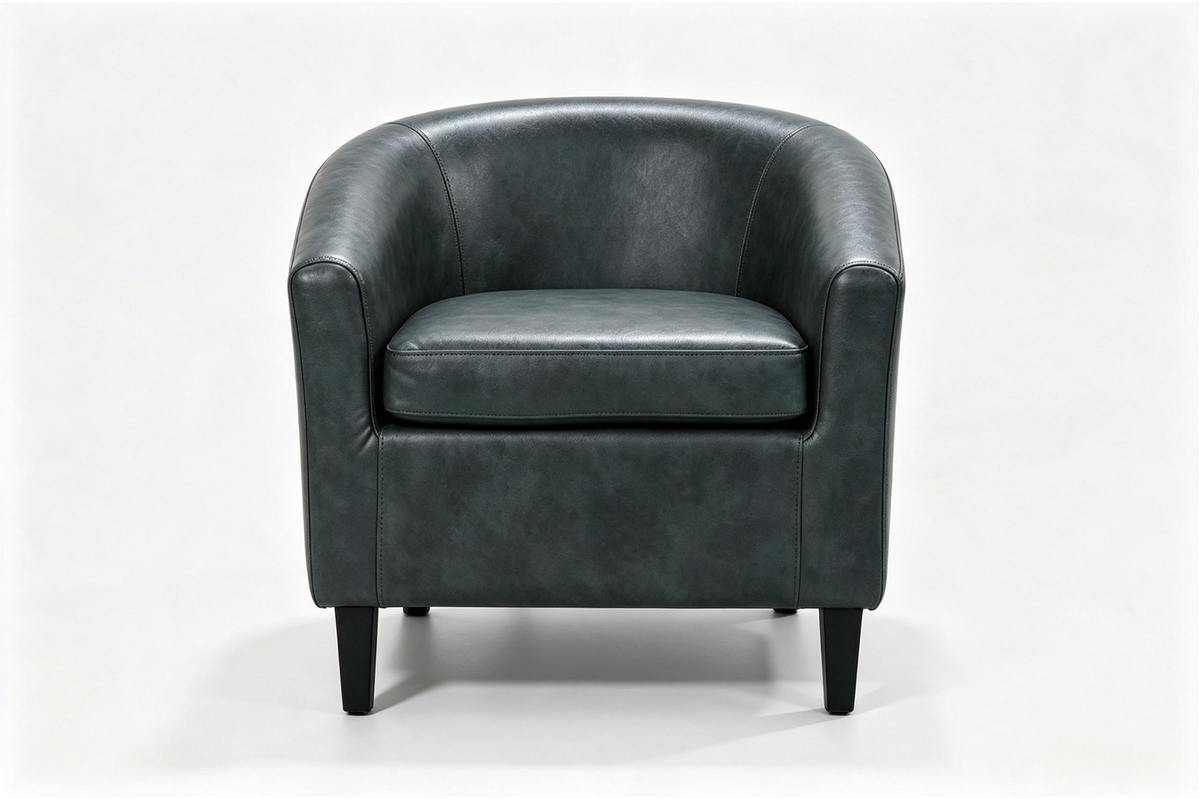 Charcoal Gray Barrel Accent Chair with Curved Back