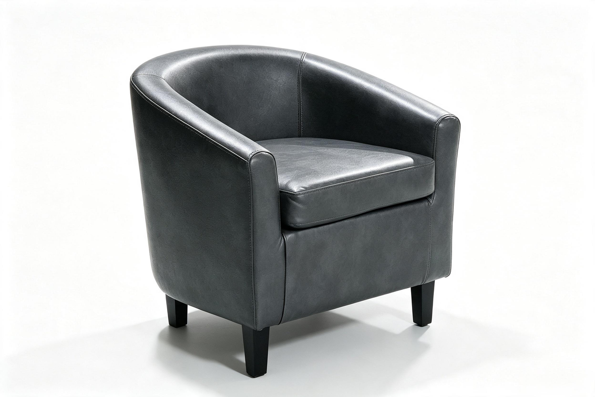 Charcoal Gray Barrel Accent Chair with Curved Back