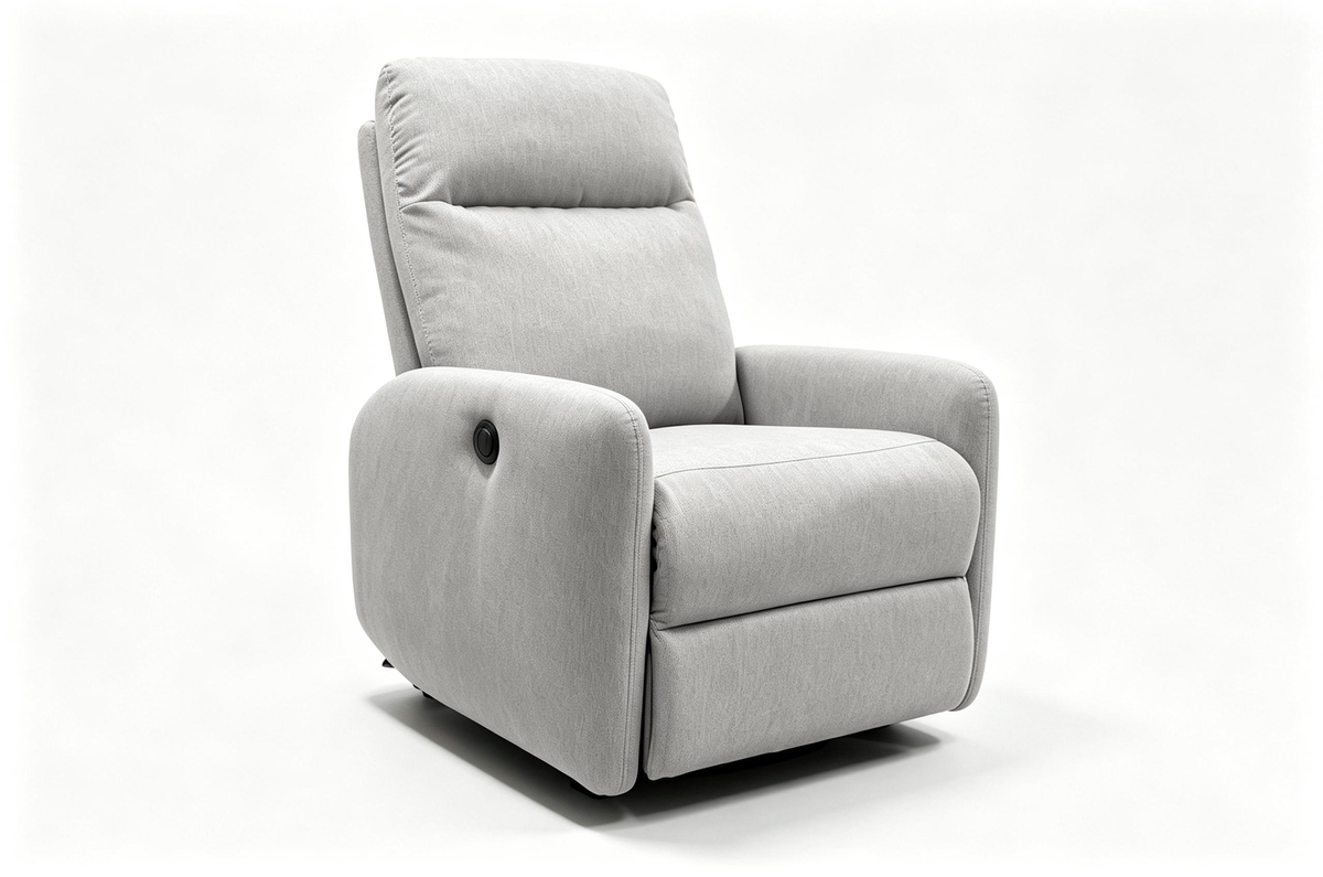 Light Gray Linen-Polyester Blend Power Lift Recliner with Remote Control & High Back
