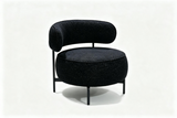 Black Chenille Upholstered Accent Chair with Curved Back & Round Seat