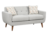 Gray 2-Piece Sofa & Loveseat Set with Tufted Backs & Wood Legs