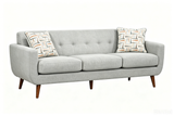 Gray 2-Piece Sofa & Loveseat Set with Tufted Backs & Wood Legs