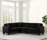 Logan Black Tufted L-Shaped Sectional Sofa