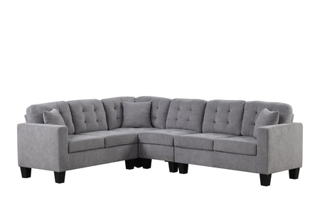 Logan Gray Tufted L-Shaped Sectional Sofa