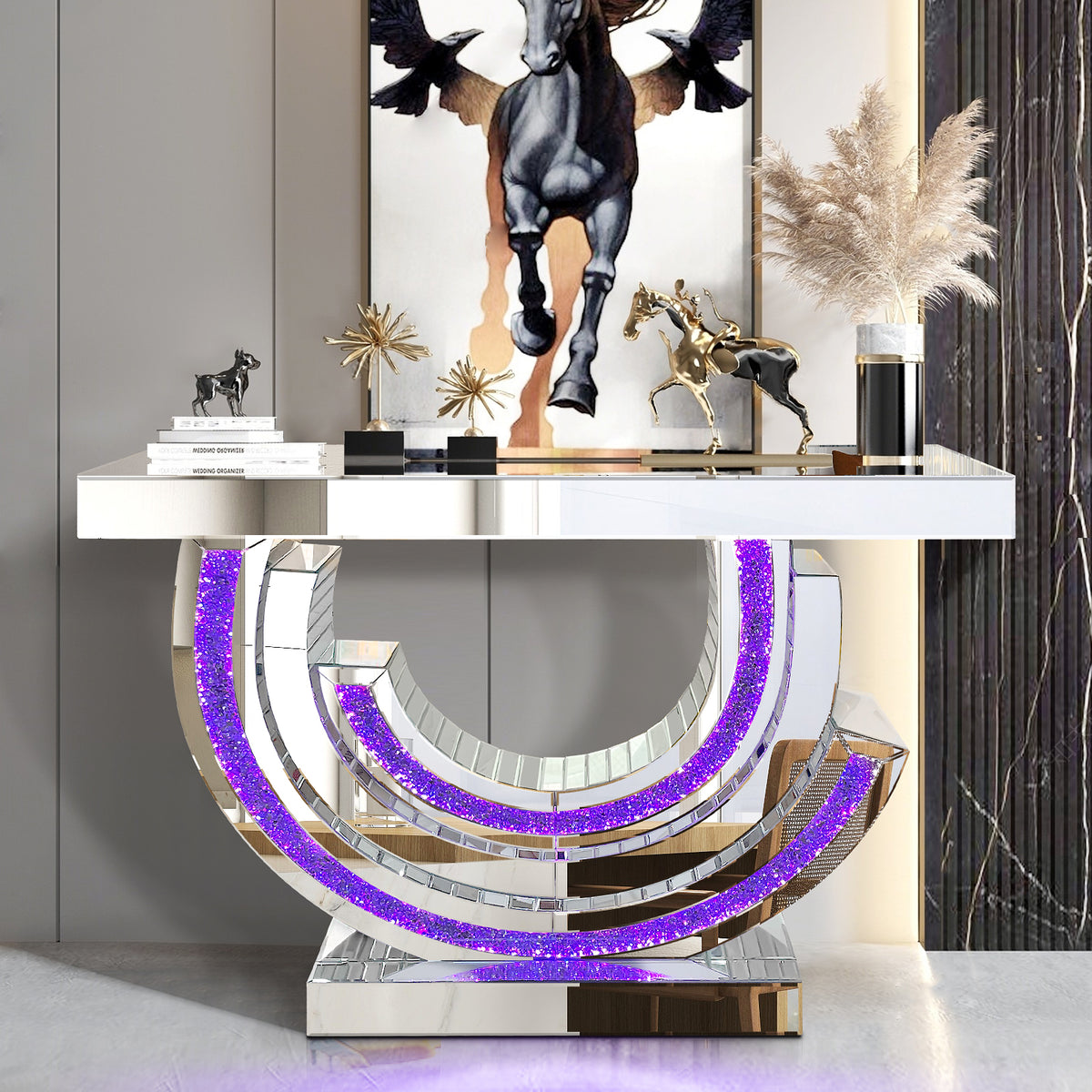 Console Table With LED Lights by Mollai Collections | Bel Furniture