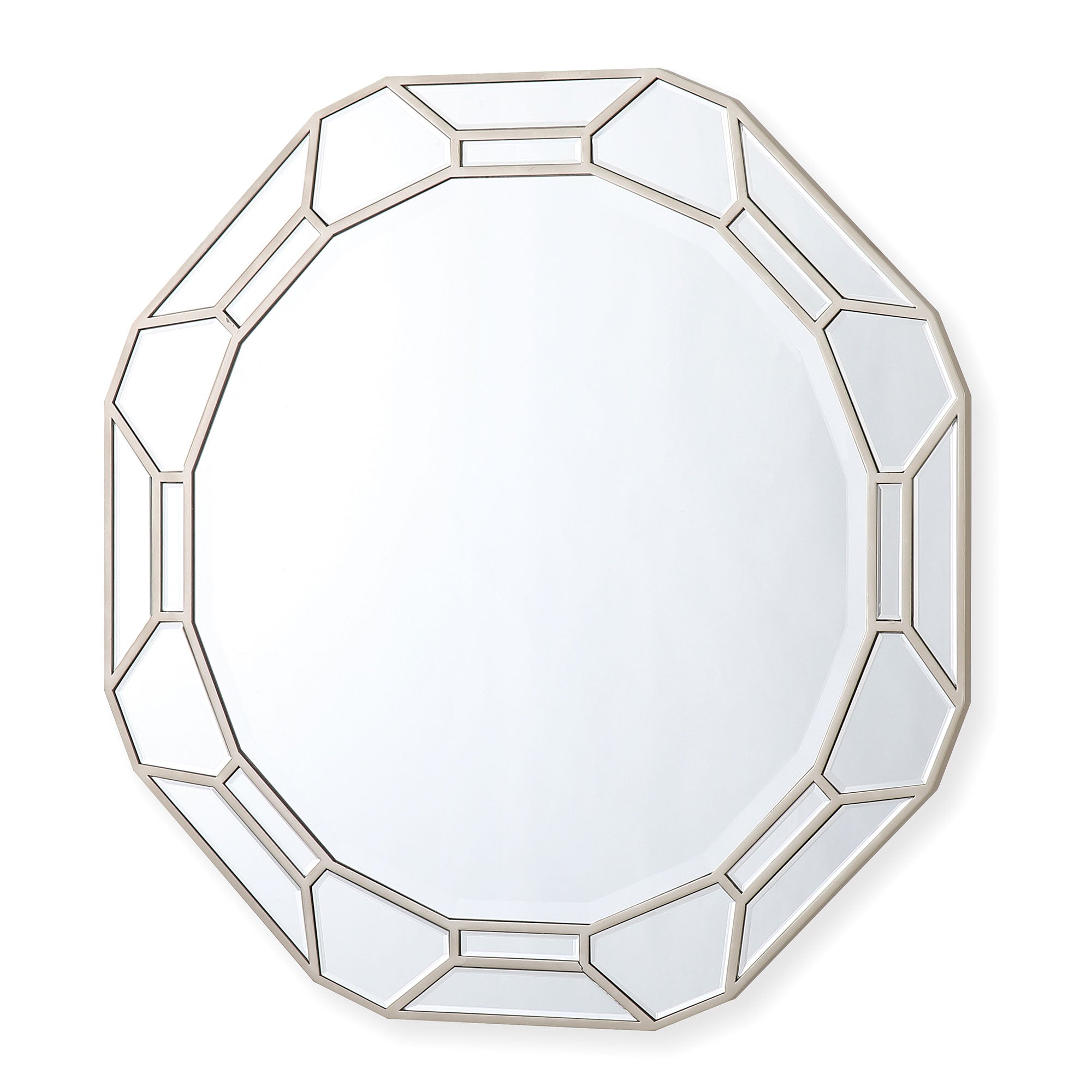 2 Piece Console Table and Mirror Set with Geometric Mirror Accents