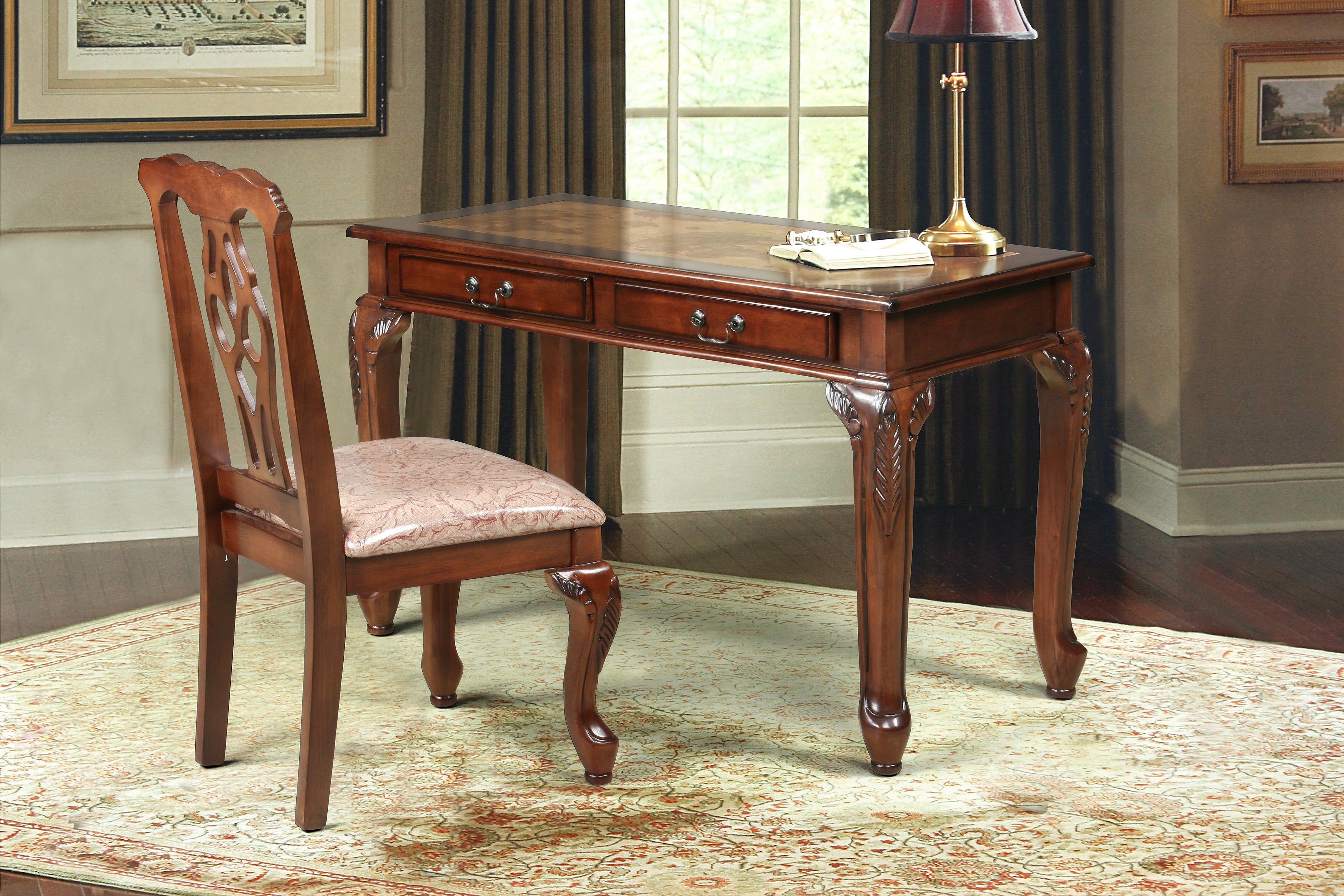 Vintage Map-Top Writing Desk & Chair Set | Bel Furniture
