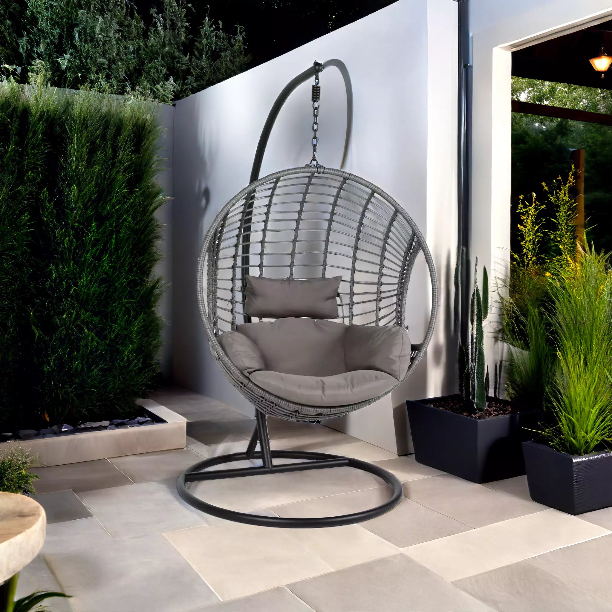 3 PIECE OUTDOOR BASKET SWING CHAIR SET