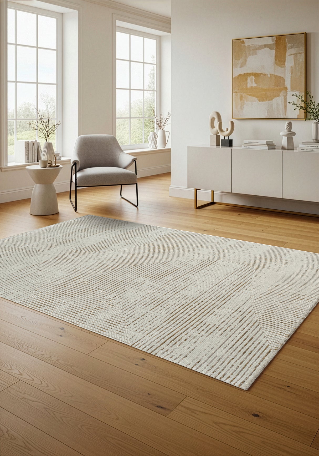 .Myra Ivory Power-Loomed Area Rug - 6' 6" x 9' 0"