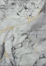 .Artema Gray/Gold Power-Loomed Area Rug - 6' 6" x 9' 0"