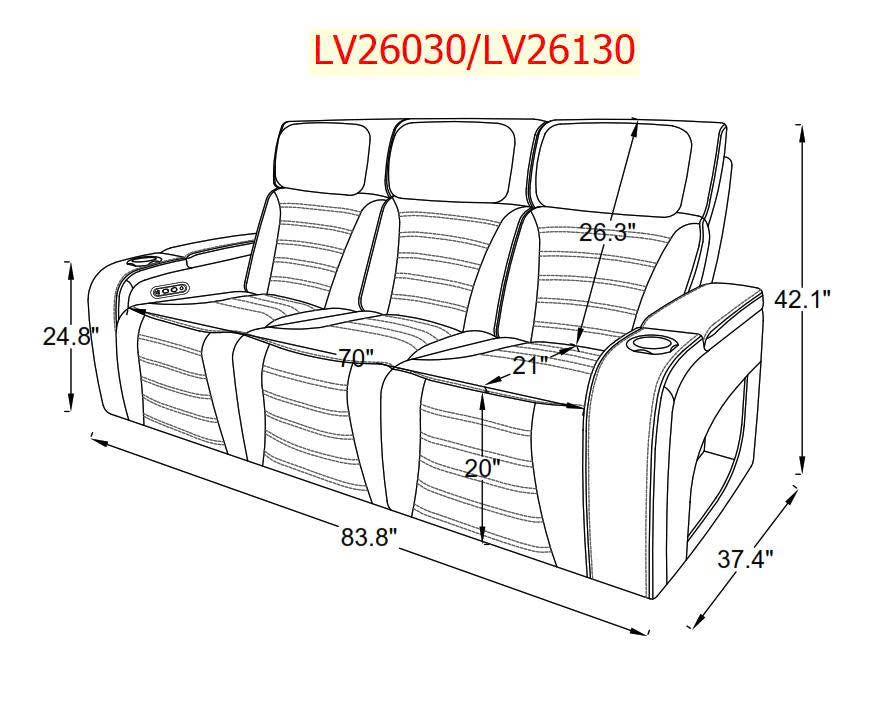 Elite Beige 3-Piece Power Reclining Living Room Set with Adjustable Headrests, LED Lights & Bluetooth