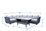 5-Piece Outdoor Wicker Sectional Patio Set with Coffee Table