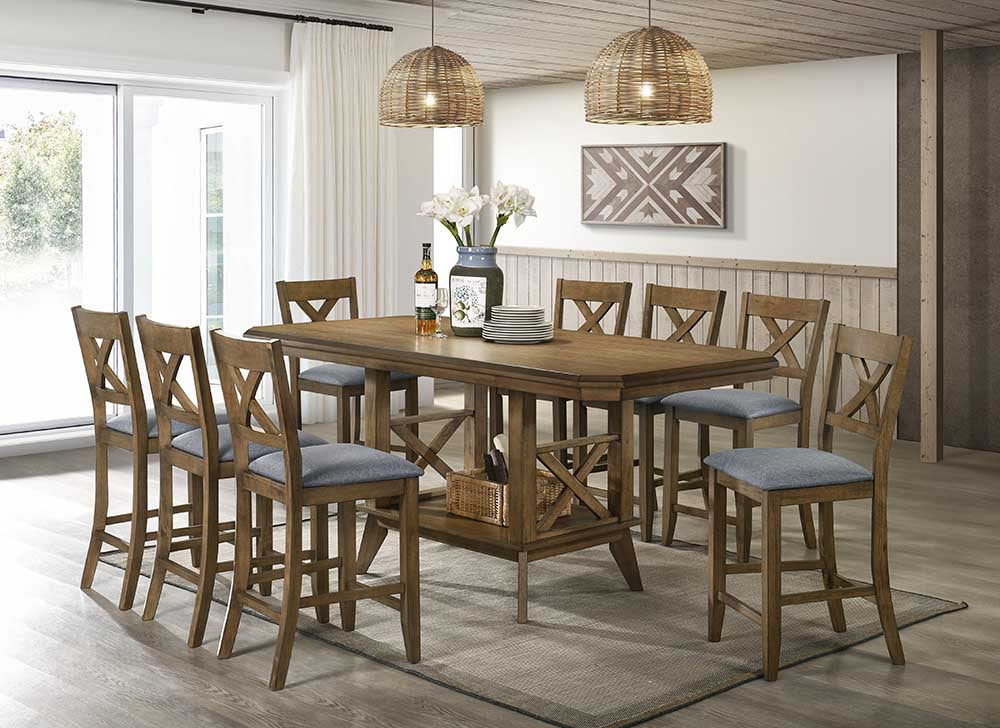 9 Piece Counter Height Dining Room Set by Mollai Collections | Bel Furniture