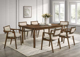 Rustic Brown & Ivory 7-Piece Dining Room Set with Upholstered Armchairs