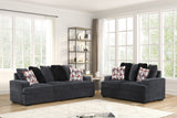 Charcoal Performance-Fabric Sofa & Loveseat Set with Accent Pillows