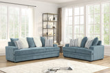 Jessica Light Blue 2-Piece Sofa & Loveseat Set