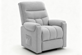 Light Gray Chenille Power Lift Recliner with Remote Control & Side Storage Pocket