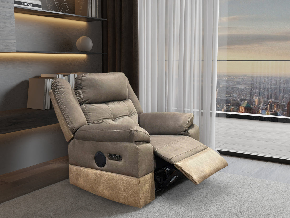 Two-Tone Power Recliner with USB Charging & Built-In Speaker