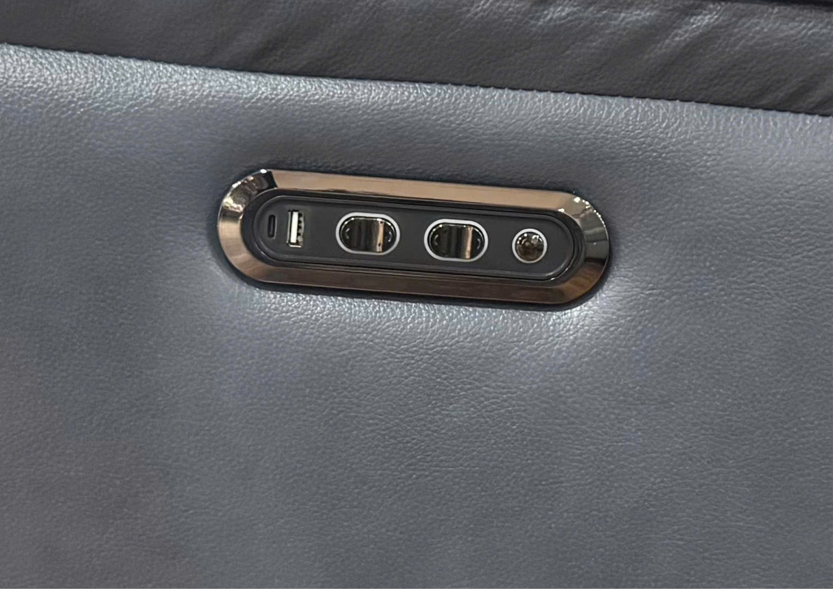 Jade Leather Power Reclining Sectional Sofa with Power Headrest, USB & Wireless Charger