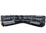 Black Leather Power Reclining Sectional Sofa with Console, USB & Wireless Charger