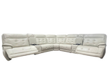 Beige Real Leather Power Reclining Sectional Sofa with Wireless Charging & USB Ports