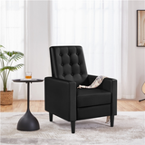 Raven Black Button-Tufted High-Back Accent Chair with Track Arms