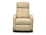 Beige Linen Push-Back Recliner with Padded Arms & Side Storage Pocket
