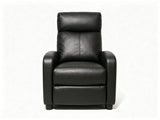 Black Push-Back Recliner with Padded Arms & Side Storage Pocket