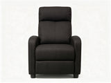 Black Linen Push-Back Recliner with Padded Arms & Side Storage Pocket