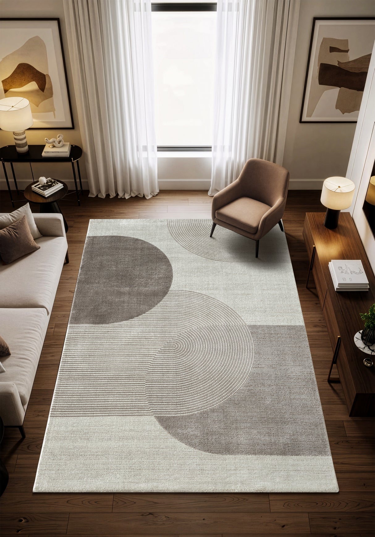 .Nubia Brown Power-Loomed Area Rug - 6' 6" x 9' 0"