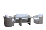4-Piece Outdoor Wicker Conversation Set with Glass Coffee Table