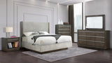 6-Piece Upholstered Platform Bedroom Set in Dark Gray – Bed, Dresser, LED Mirror & USB Nightstand