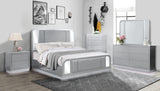 Silver LED Checkered Panel 2-Drawer Nightstand with USB Charging