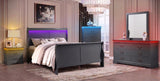 Gray Modern Pine Wood LED Bedroom Chest