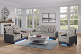 Gray 3 Piece Power Reclining Living Room Set with LED Lighting, Storage, and USB Ports