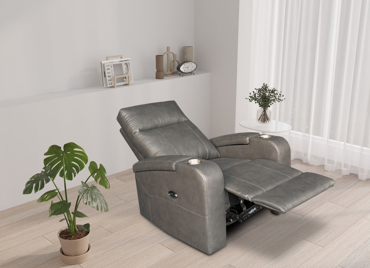 Grey Power Recliner Arm Chair with Cup Holders