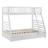 White Twin Over Full Bunk Bed with Storage Drawers