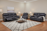 Contemporary Gray 3-Piece Power Reclining Living Room Set with Console & Cup Holders