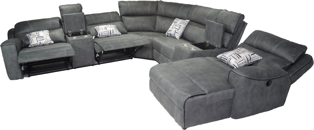 Connery Charcoal 4-Piece Manual Reclining Sectional with Chaise